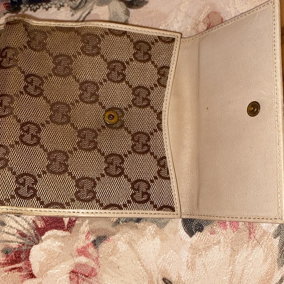 AUTHENTIC GUCCI GG DOUBLE SNAP CANVAS & LEATHER WALLET - Picture 7 of 11
